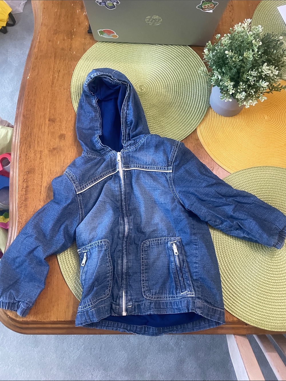 Gymboree Boys' Hooded Denim Jacket in Blue